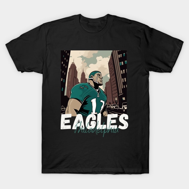 Philadelphia eagles football player graphic design cartoon style beautiful artwork T-Shirt by Nasromaystro